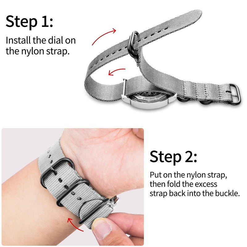 Ritche Christmas Gift 22mm Smoke Grey Military Ballistic Nylon Strap With Black Heavy Buckle Compatible with Timex weekender watch band, White Elephant Gifts, Stocking Stuffers for Men - Image 5